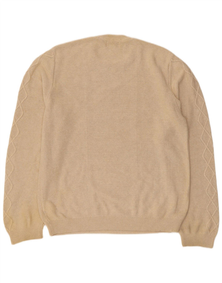 Marks & Spencer Maßgeschneiderter Herren-Pullover mit Rundhalsausschnitt, Größe L, Beige