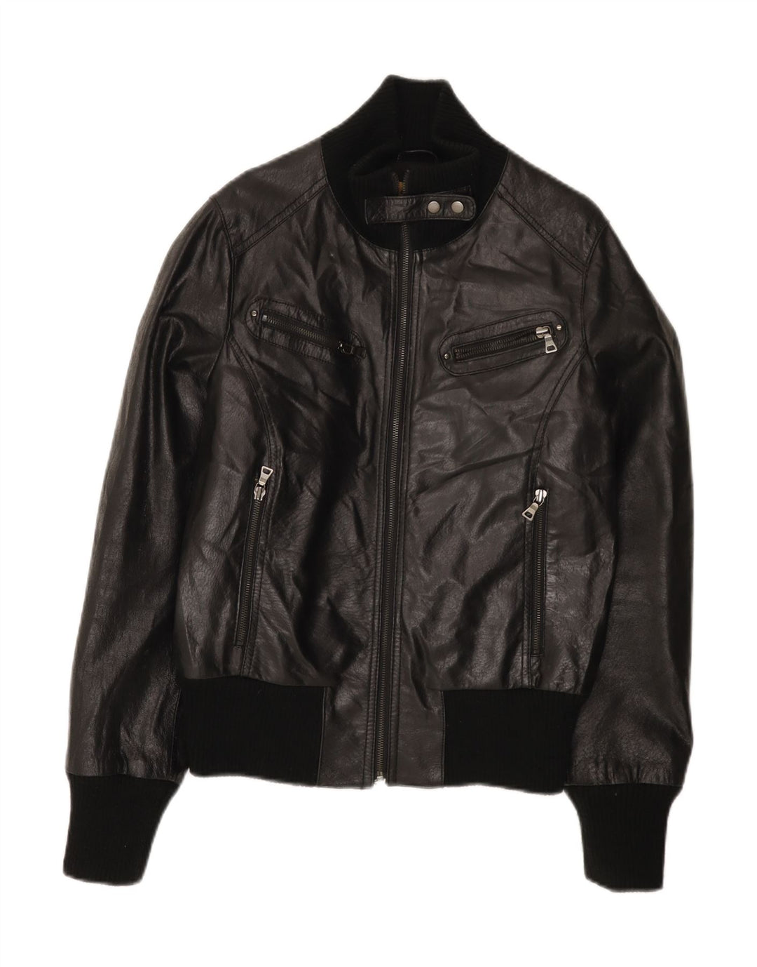 CONBIPEL Damen Lederjacke IT 46 Großes schwarzes Leder