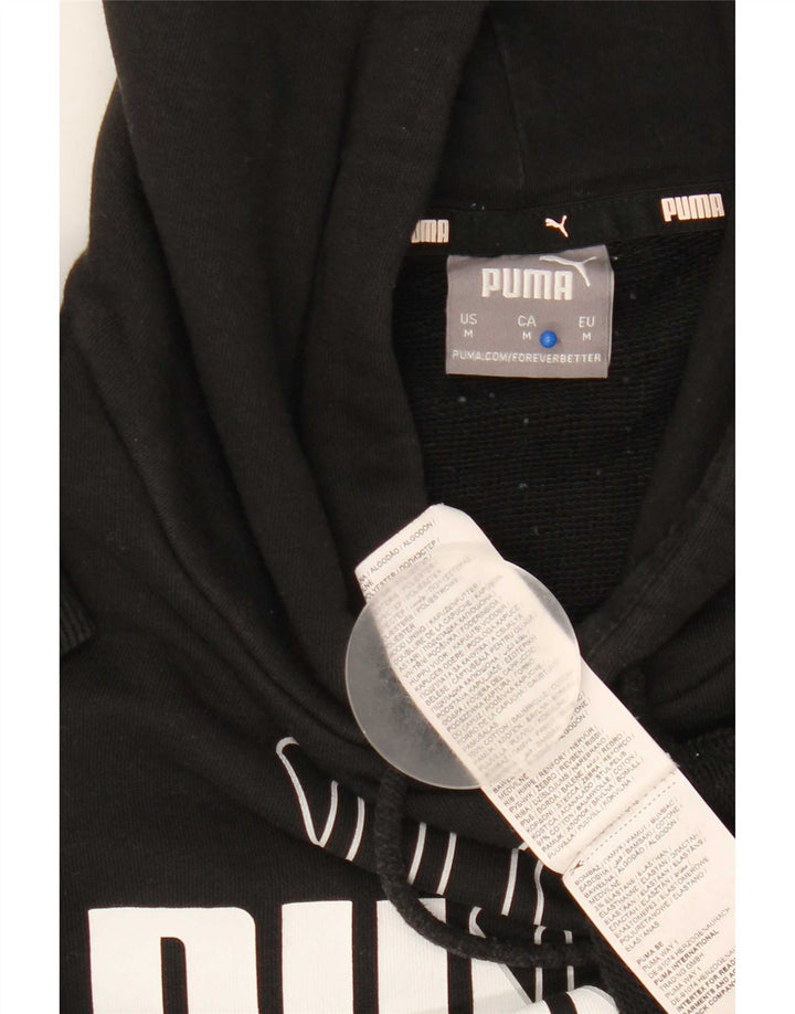 Puma Herren Grafik-Hoodie-Pullover aus mittelschwarzer Baumwolle