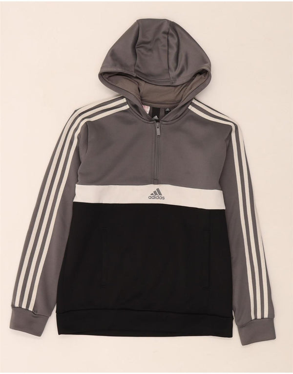 Adidas Aeroready Kapuzenpullover für Jungen, 13–14 Jahre, graues Colourblock-Polyester
