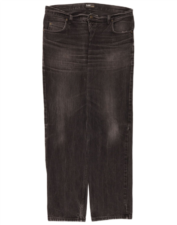 Lee Herren Brooklyn Straight Jeans W36 L34 Schwarze Baumwolle