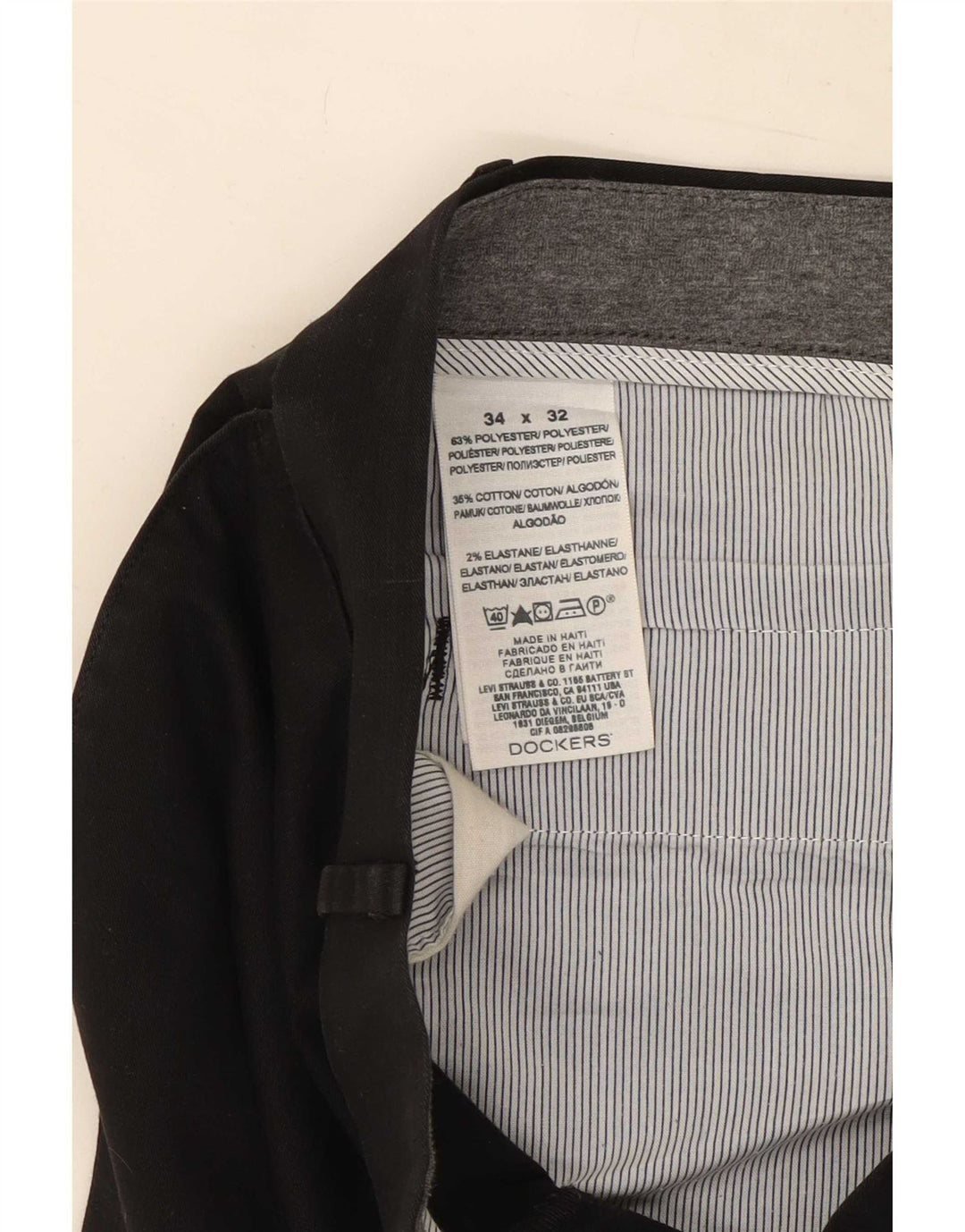 Dockers Gerade Chinohose für Herren, W34, L32, Schwarz, Polyester