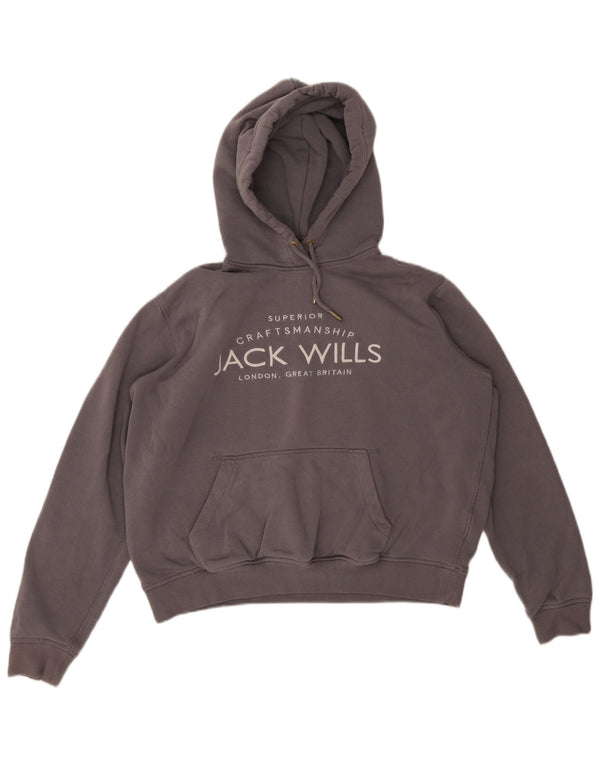 Jack Wills Damen-Kapuzenpullover mit Grafik, übergroß, Größe 40, Grau, Baumwolle