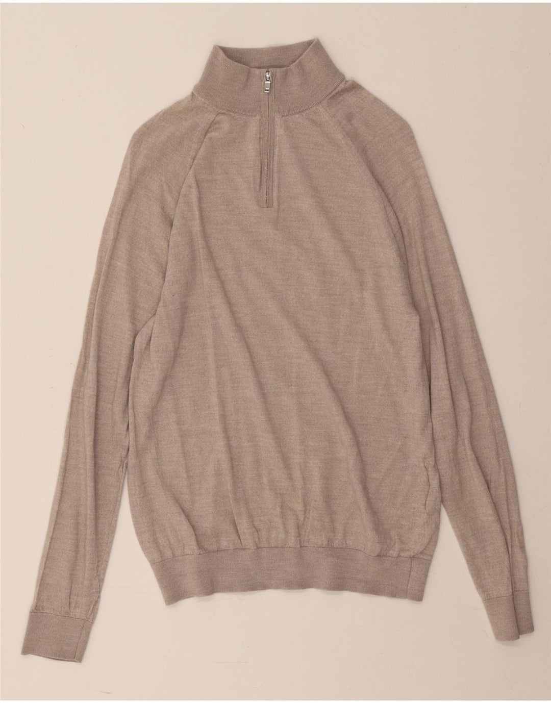 REISS Herren-Pullover mit Reißverschluss am Hals, große graue Wolle