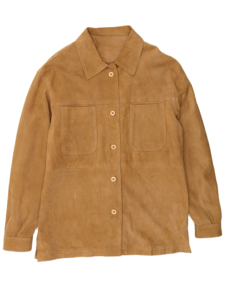 VINTAGE Damen Loose Fit Wildlederjacke UK 18 XL Braunes Leder