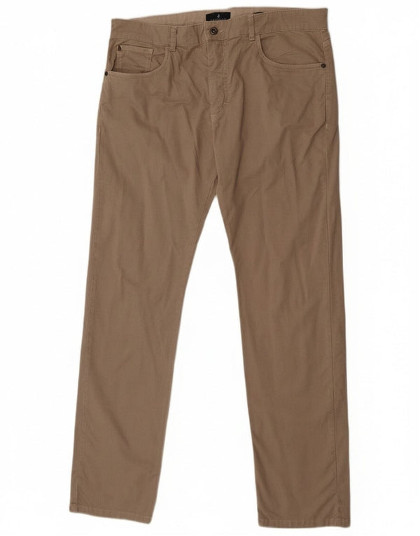 Navigare Herren gerade Freizeithose IT 52 XL W36 L33 Beige Hahnentrittmuster