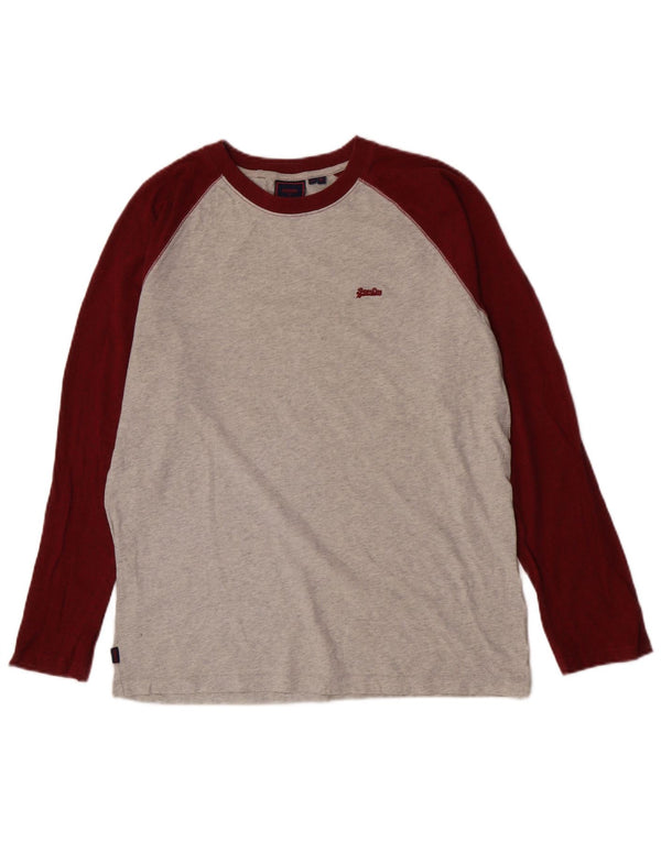 Superdry Langarmshirt für Jungen, 15–16 Jahre, XL, Grau, Colourblock-Baumwolle