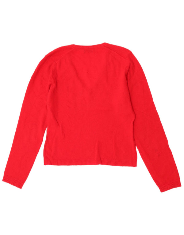 Benetton Damen Crop V-Ausschnitt Pullover Pullover UK 6 XS Rot