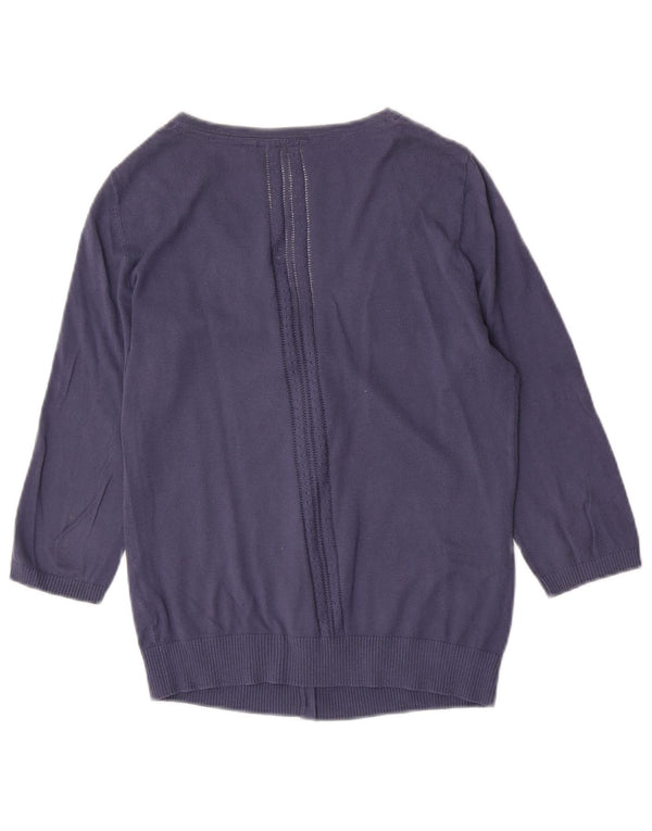 Fat Face Damen-Strickjacke mit 3/4-Ärmeln, UK-Größe 12, mittelblau, Baumwolle