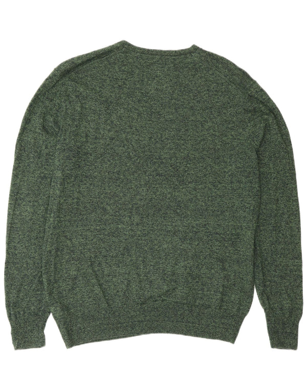 Superdry Herren-Pullover mit Rundhalsausschnitt, Größe 2XL, grün gefleckte Baumwolle
