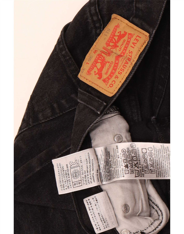 Levi's Herren 511 Slim Tapered Jeans W36 L28 Schwarze Baumwolle