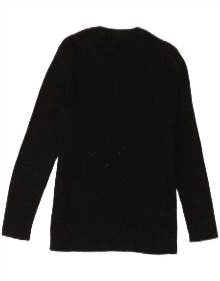 Zara Damen Top Langarm UK 12 Medium Schwarz Viskose