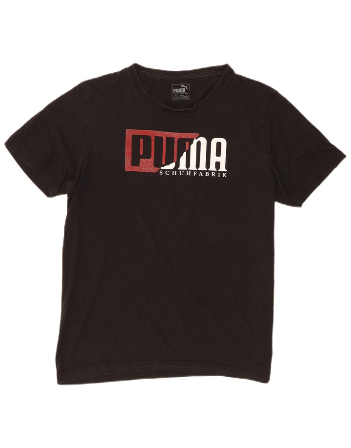 Puma Herren Grafik T-Shirt Top Mittelschwarz Baumwolle