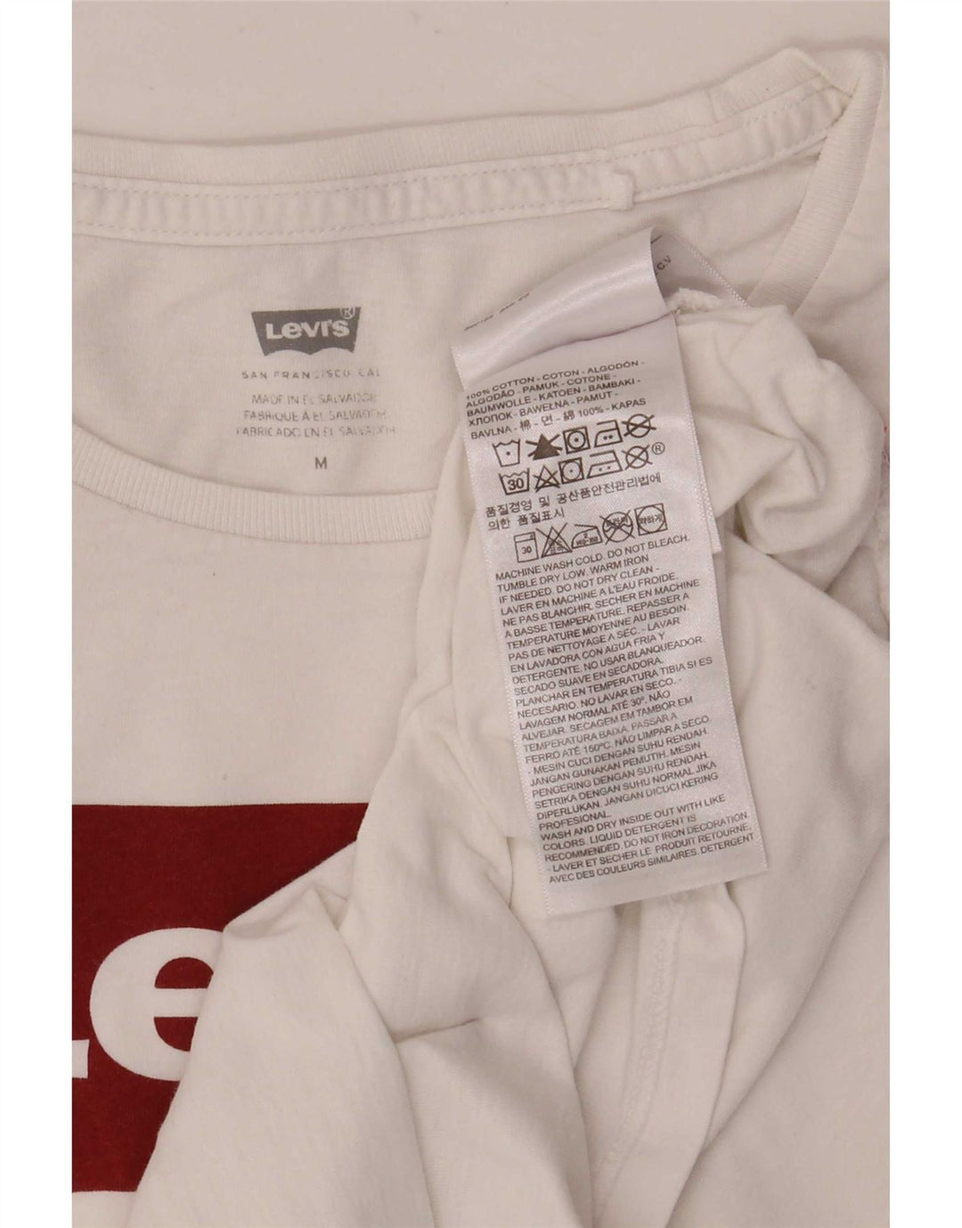 Levi's Womens Graphic T-Shirt Top UK 14 Mittelweiße Baumwolle