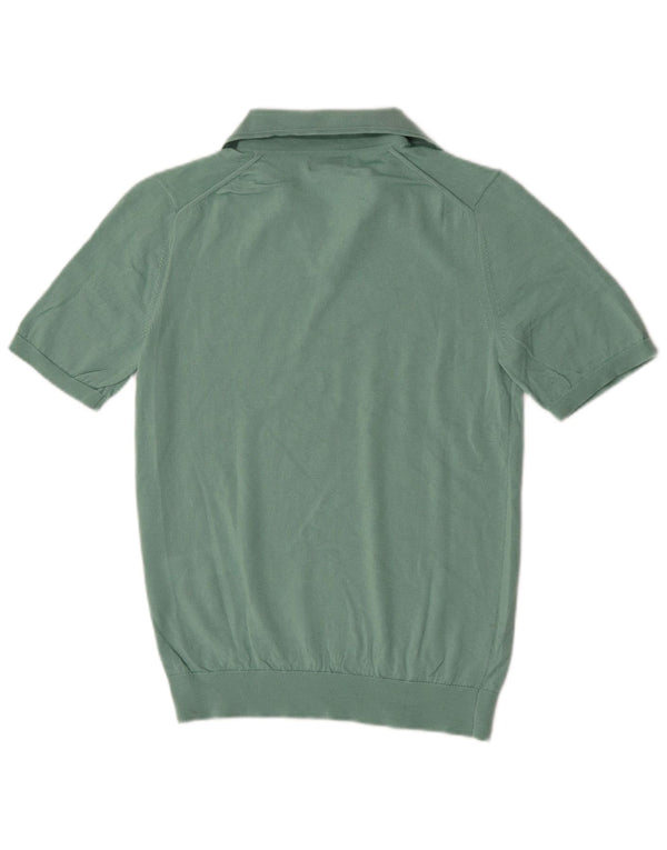Reiss Mens Short Sleeve Polo Shirt Small Green Wool