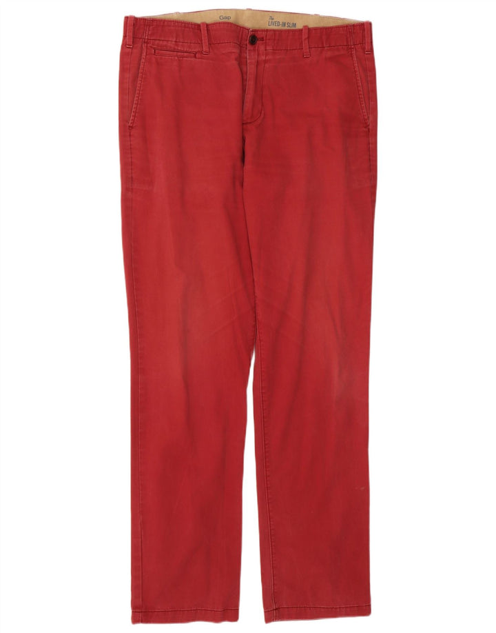Gap Slim Chino-Hose für Herren, W36, L34, rote Baumwolle