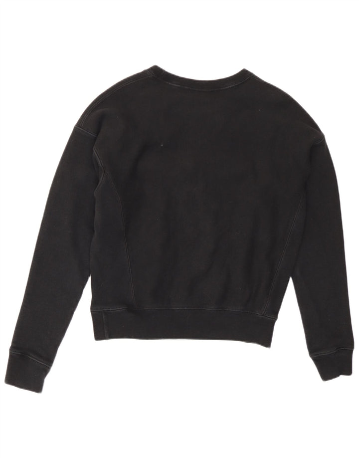 Champion Damen Crop Oversized Sweatshirt Pullover UK 6 XS Schwarz