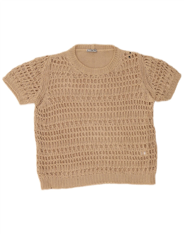 Iceberg Damen-Pullover, kurzärmelig, Rundhalsausschnitt, Gr. 40, Größe L, Beige