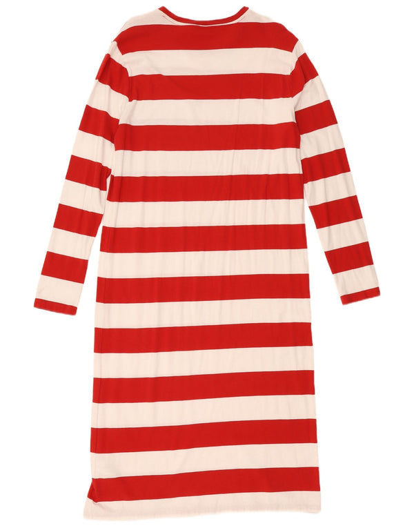Polo Ralph Lauren Damen Langarm-T-Shirt-Kleid UK 14 Large Rot gestreift