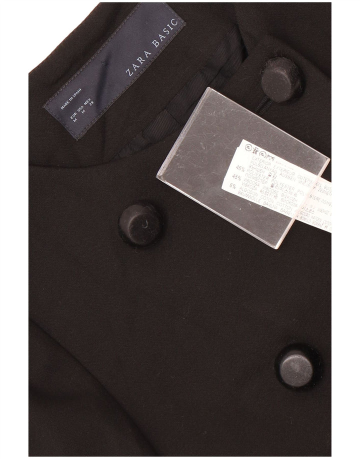 Zweireihiger Damenmantel von Zara, UK 12, Mittelschwarz, Polyester