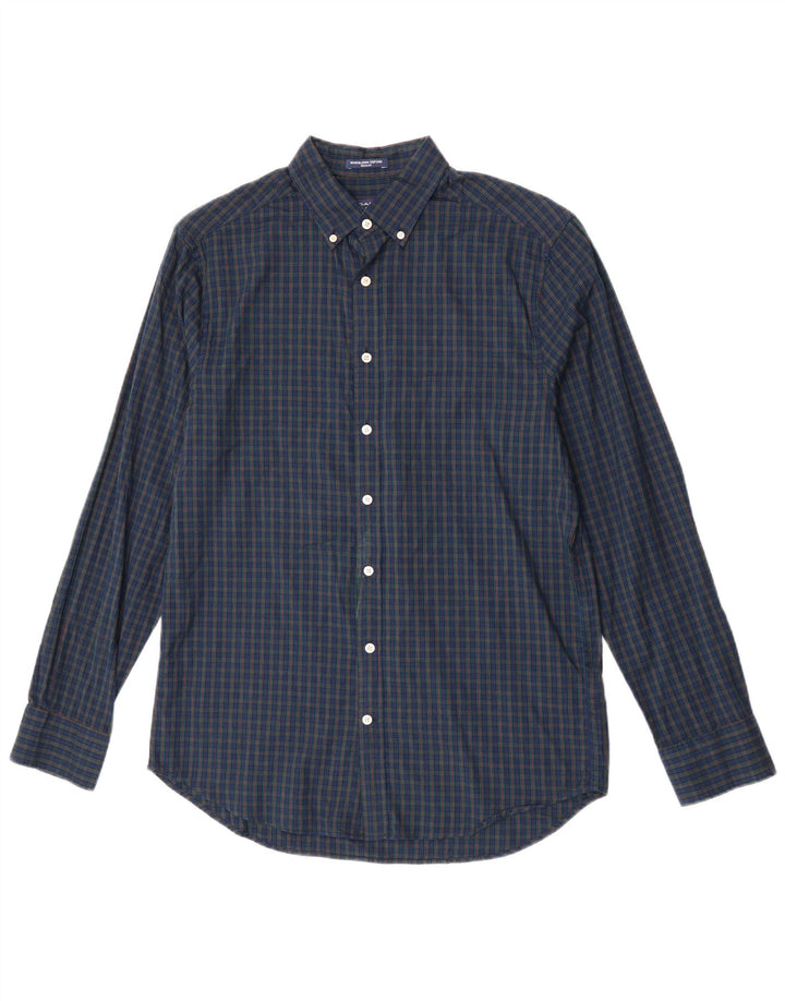 Gant Herren-Hemd mit normaler Passform, Größe 39/40, 15 3/4, mittelgroß, marineblau, Gingham