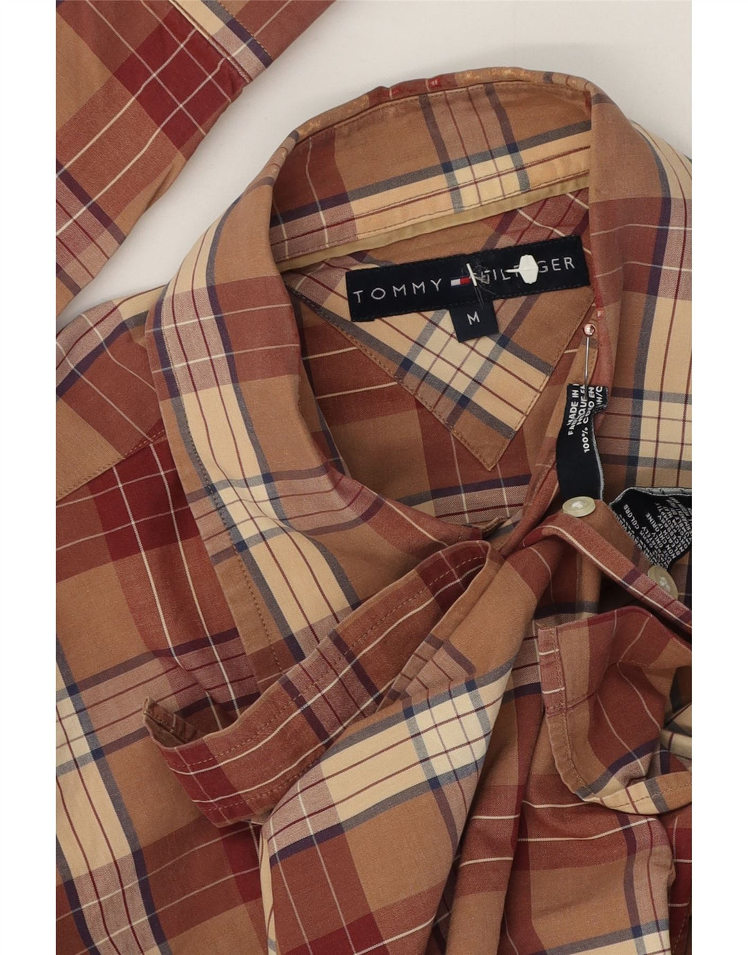 Tommy Hilfiger Herrenhemd aus mittelbraun karierter Baumwolle