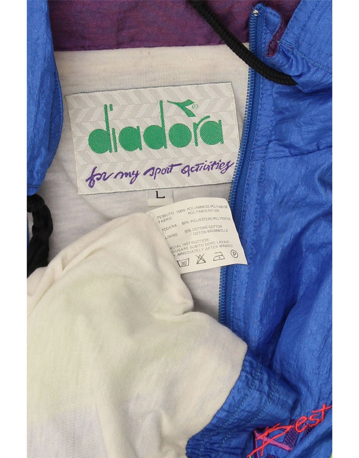 Diadora Herren-Trainingsanzug-Oberteil mit grafischer Grafik, groß, blau, Farbblock