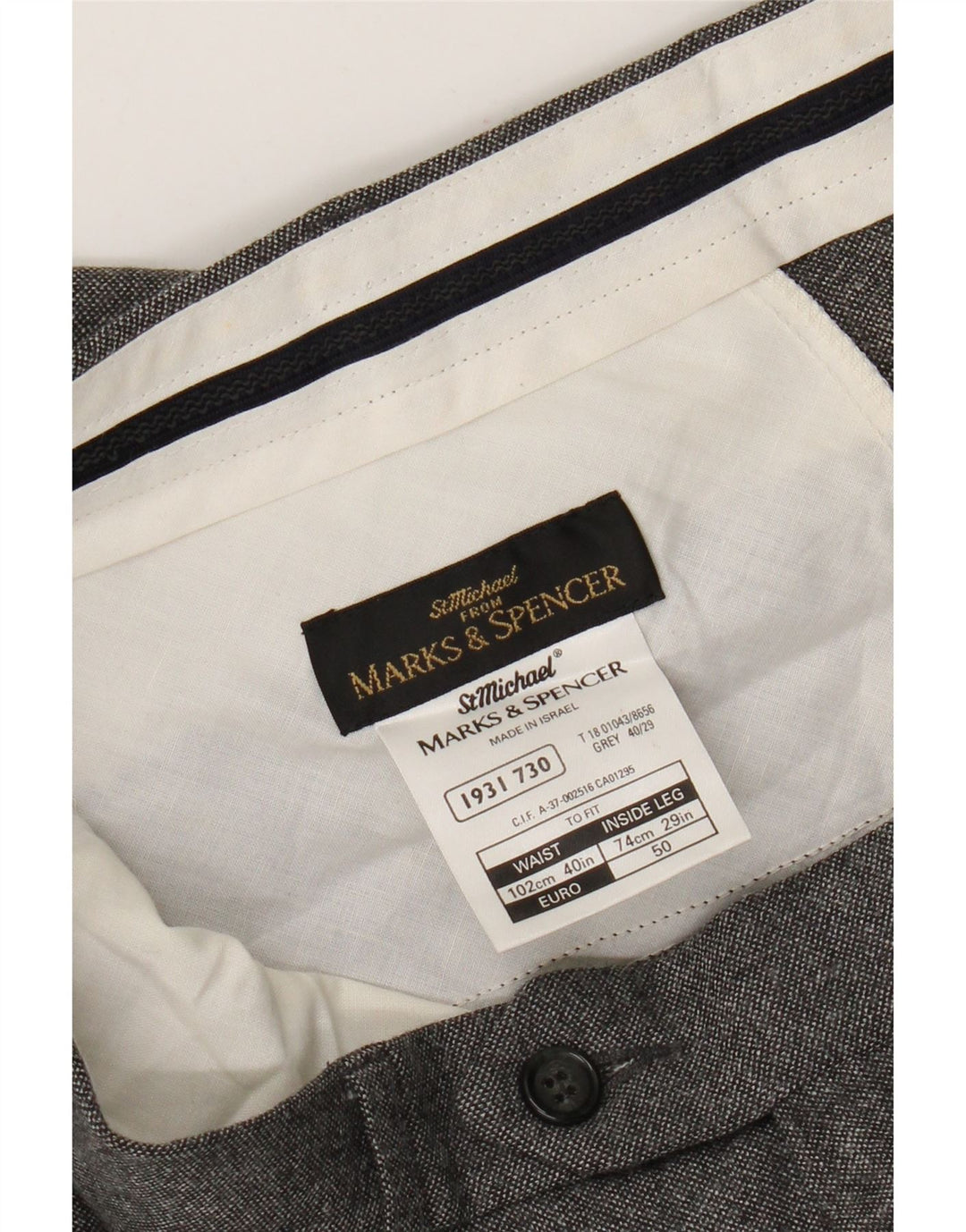 Marks & Spencer Herren St. Michael Gerade Anzughose W40 L29 Graue Wolle