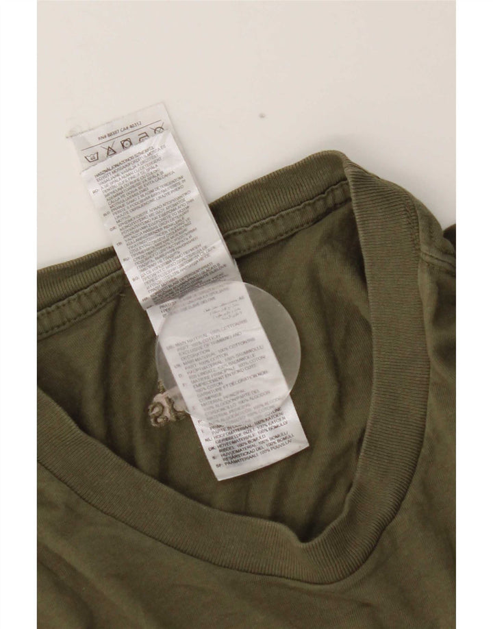 Adidas Herren Grafik-T-Shirt-Oberteil aus mittlerer Khaki-Baumwolle