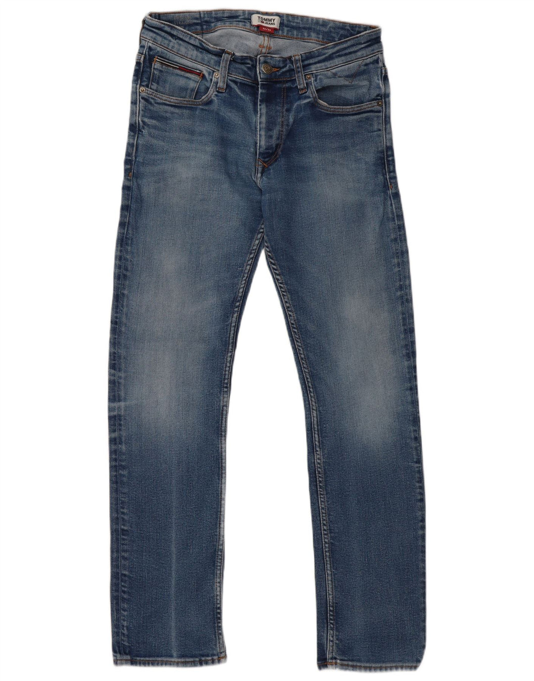 TOMMY HILFIGER Herren Straight Jeans W32 L32 Blaue Baumwolle