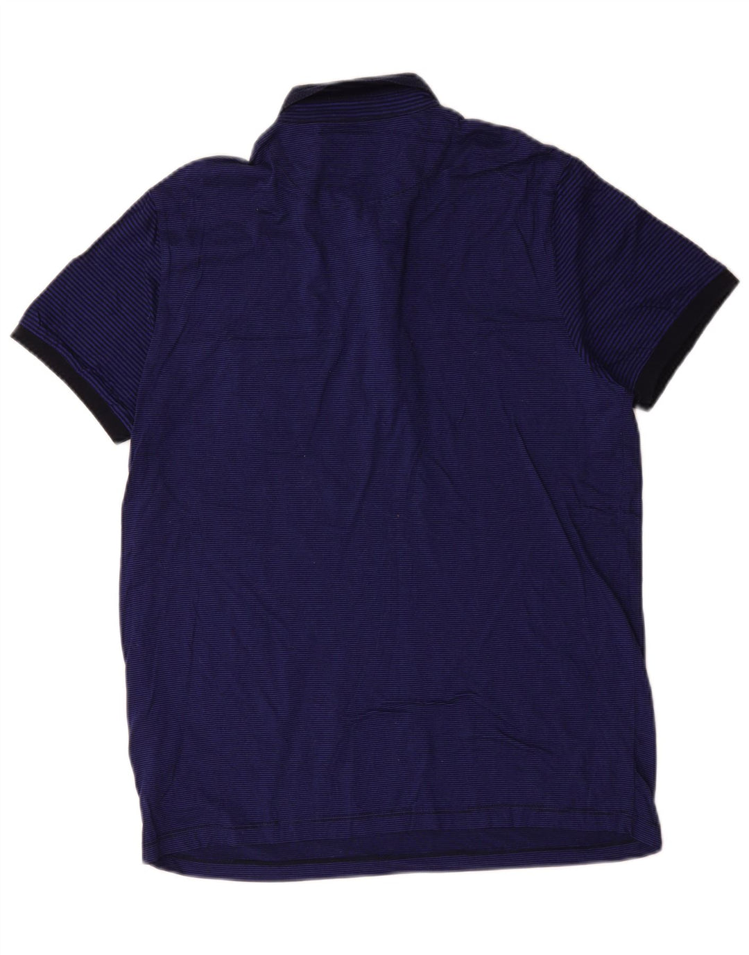 Ted Baker Herren-Poloshirt, Größe 4, groß, marineblaue Nadelstreifen-Baumwolle