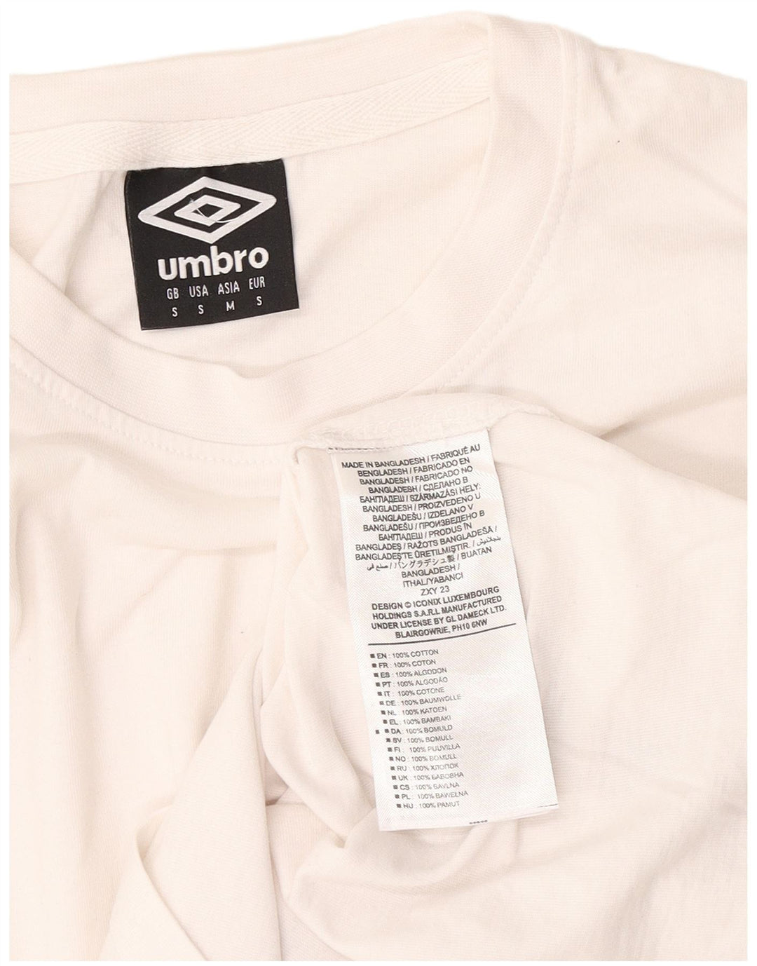 Umbro Herren T-Shirt Oberteil Klein Weiß Baumwolle