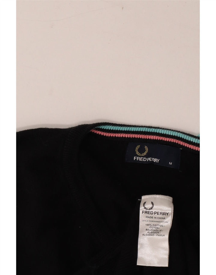Fred Perry Herren-Pullover mit V-Ausschnitt aus mittelschwarzer Baumwolle
