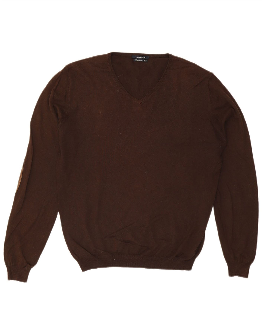 Massimo Dutti Herren-Pullover mit V-Ausschnitt aus mittelbraunem Kaschmir
