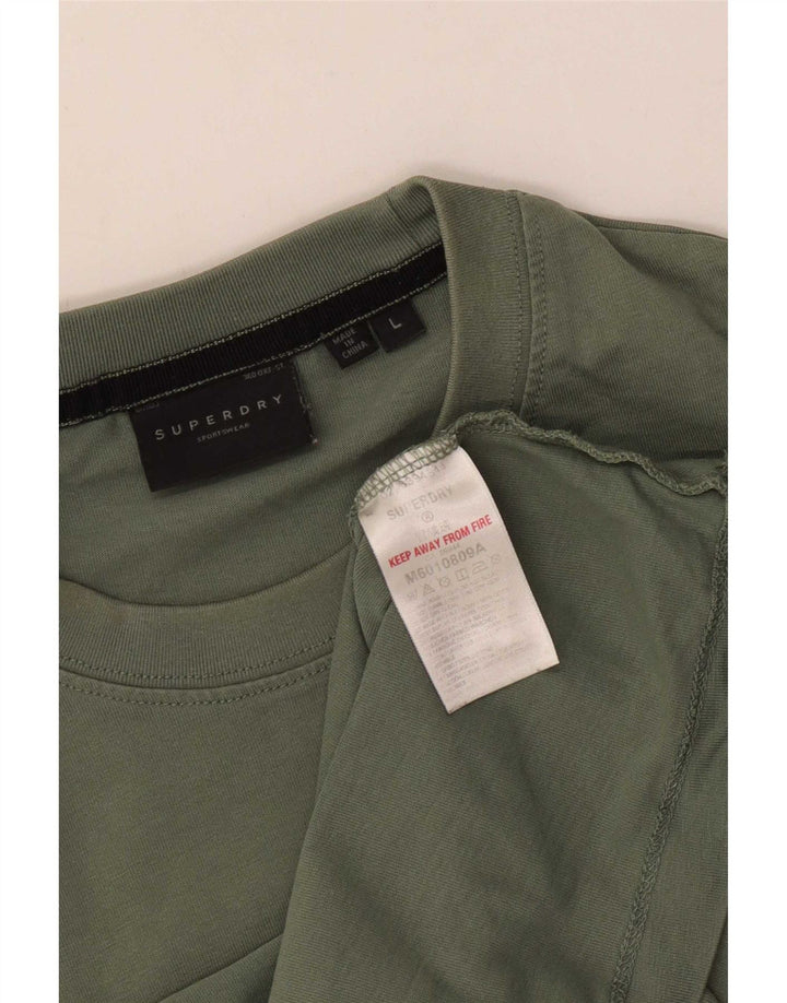 Superdry Herren-T-Shirt mit Grafik, Größe L, aus grüner Baumwolle