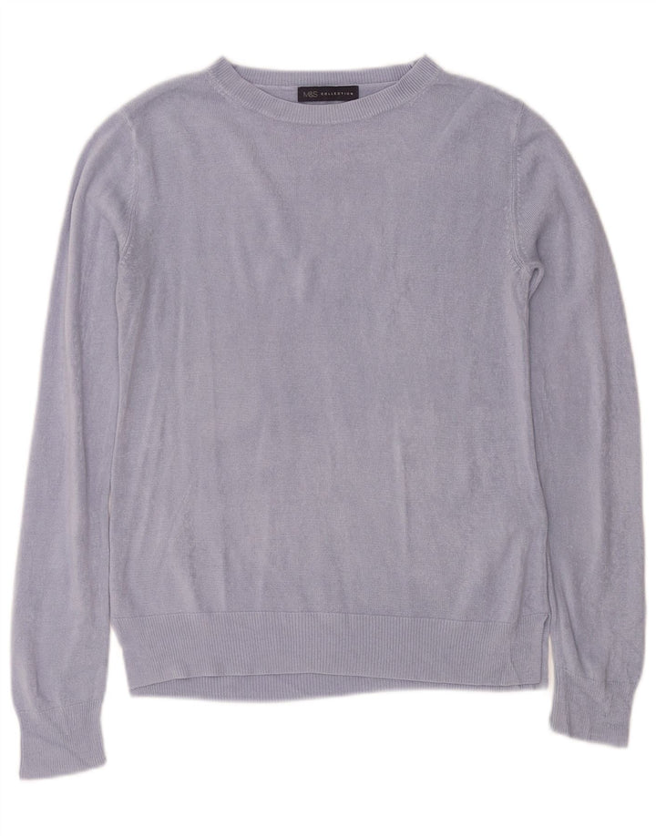 Marks & Spencer Damen-Pullover mit U-Boot-Ausschnitt, UK 12, Mittelblau, Acryl