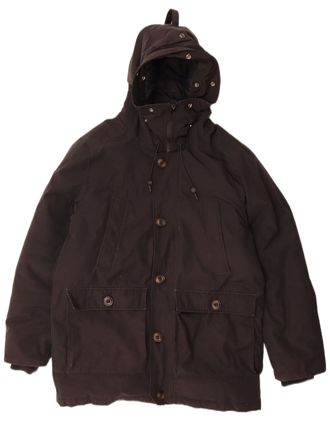 Superdry Herren-Mantel mit Kapuze, gepolstert, UK 44 2XL, Schwarz, Polyester