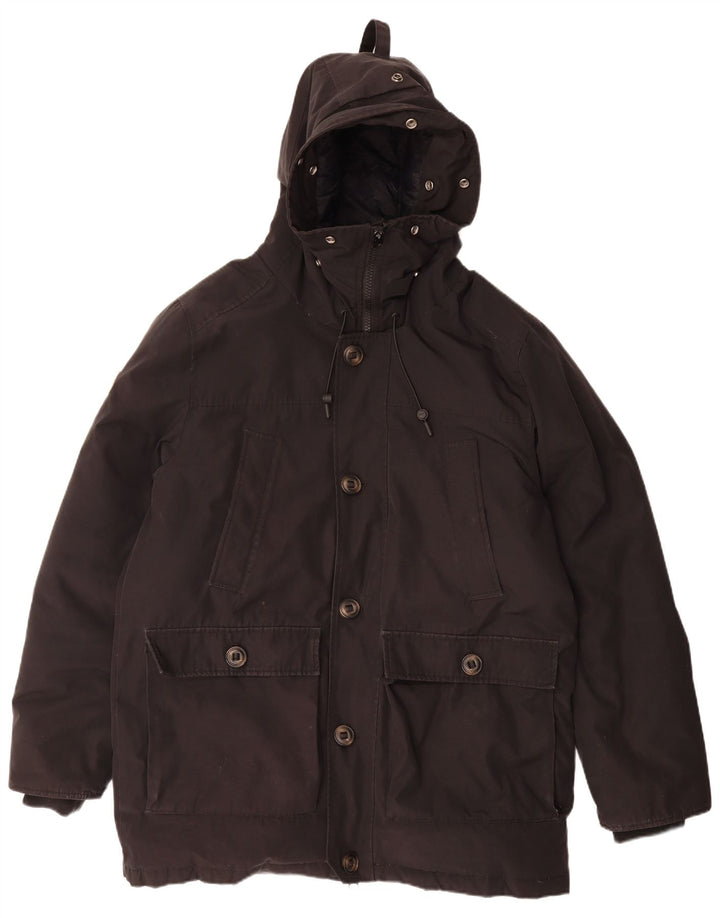 Superdry Herren-Mantel mit Kapuze, gepolstert, UK 44 2XL, Schwarz, Polyester