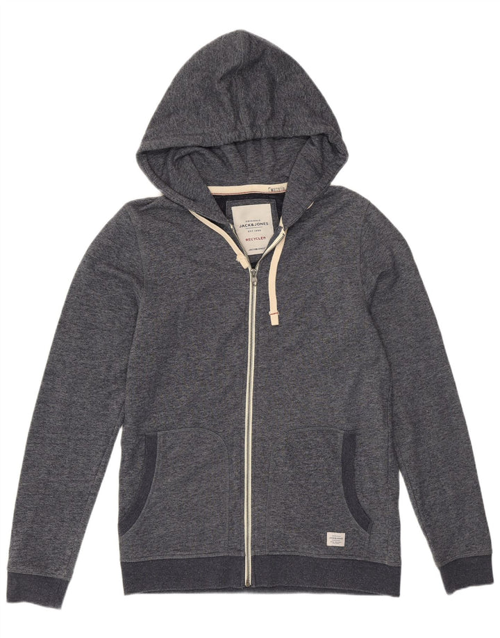 Jack & Jones Herren-Kapuzenpullover mit Reißverschluss, mittelgrau geflecktes Polyester