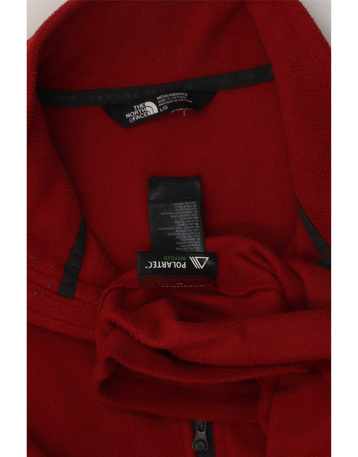 The North Face Herren-Fleecepullover mit Reißverschluss am Hals, großes rotes Polyester