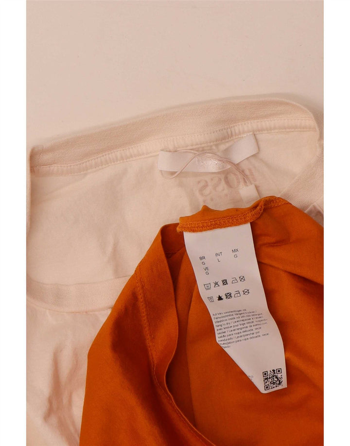 Hugo Boss Herren-T-Shirt-Oberteil, groß, weiße Colourblock-Baumwolle