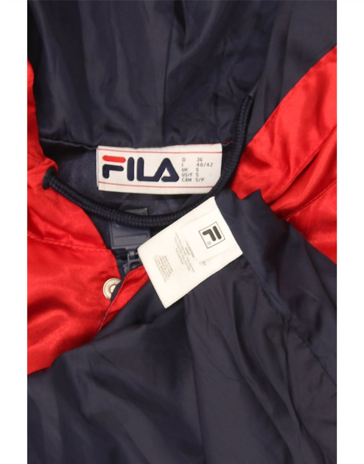 Fila Herren-Regenmantel mit Kapuze, UK 36, Größe S, Marineblau, Farbblock-Polyester