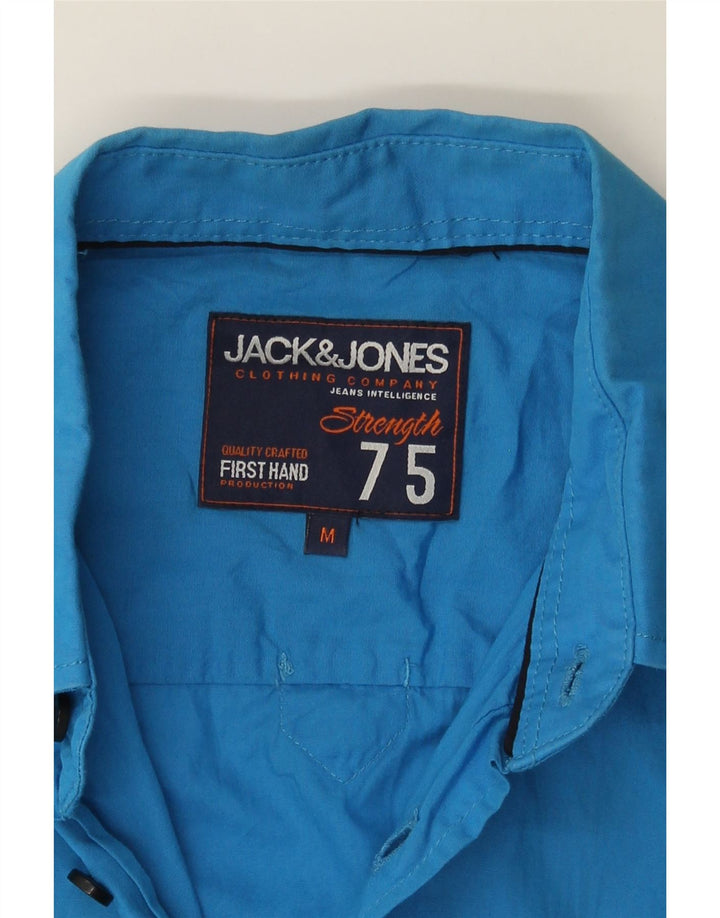 JACK & JONES Mens Short Sleeve Graphic Shirt Medium Blue Cotton Vintage Jack & Jones and Second-Hand Jack & Jones from Messina Hembry 