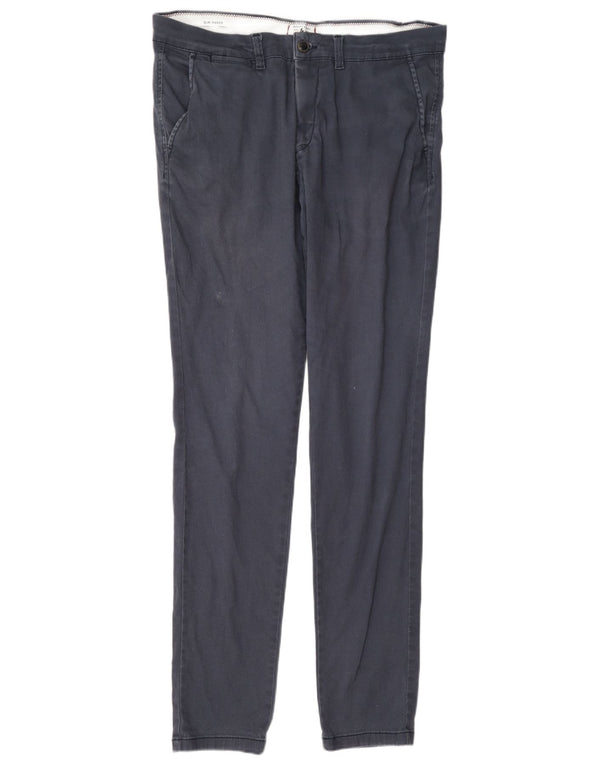 Jack & Jones Mens Marco Slim Chino Trousers W33 L36 Navy Blue Cotton