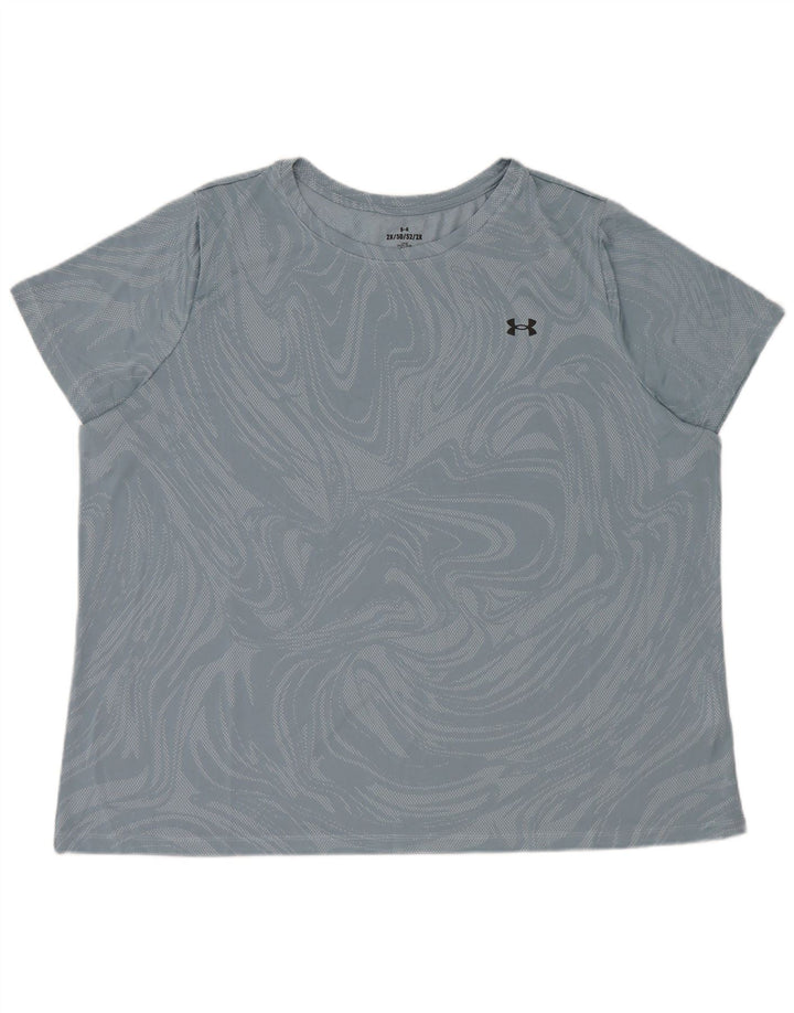 Under Armour Damen T-Shirt Top 2XL Blau Geometrisch Polyester