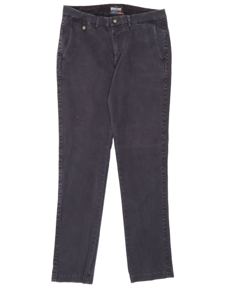 Blauer Slim Chino-Hose für Herren, W32, L34, marineblaue Baumwolle