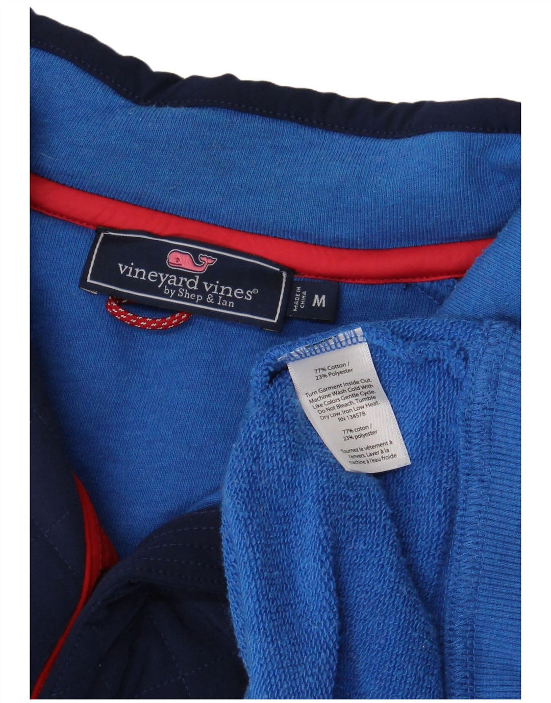 VINEYARD VINES Herren-Sweatshirt mit Knopfkragen, mittelblau, Farbblock