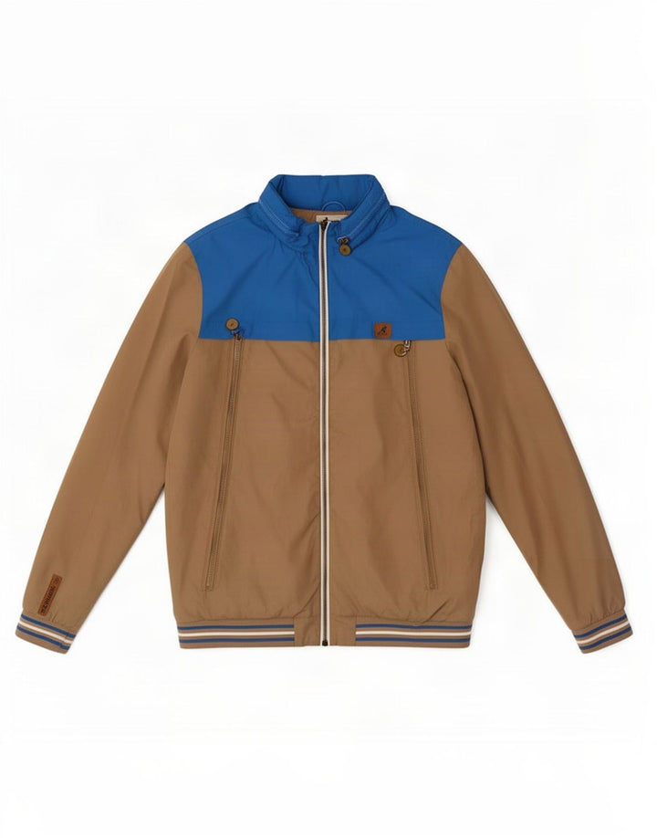 Kangol Herren-Bomberjacke mit Kapuze, UK 38, mittelbraunes Farbblock-Polyester