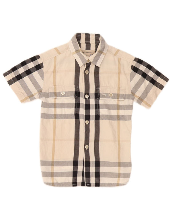 Burberry Kurzarmhemd für Jungen, 3–4 Jahre, beige kariert
