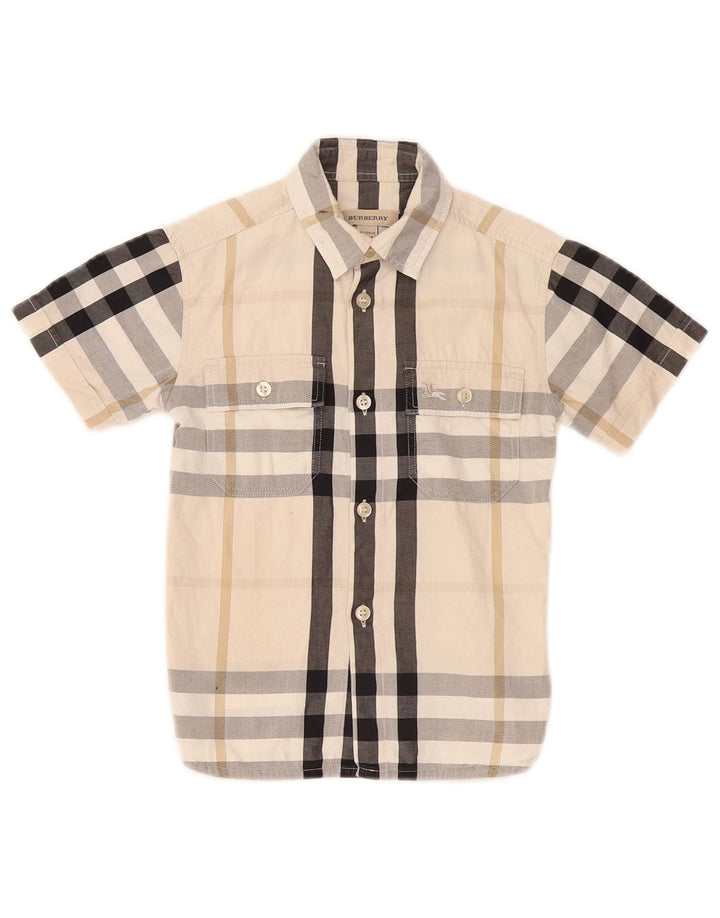Burberry Kurzarmhemd für Jungen, 3–4 Jahre, beige kariert